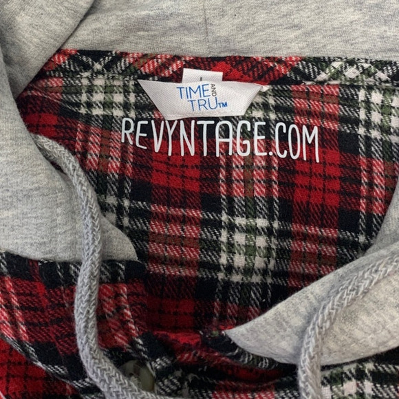 New Hand Printed Womens 3XL Red Cardinal Bird Long Sleeve Plaid Flannel Hoodie - Picture 4 of 4
